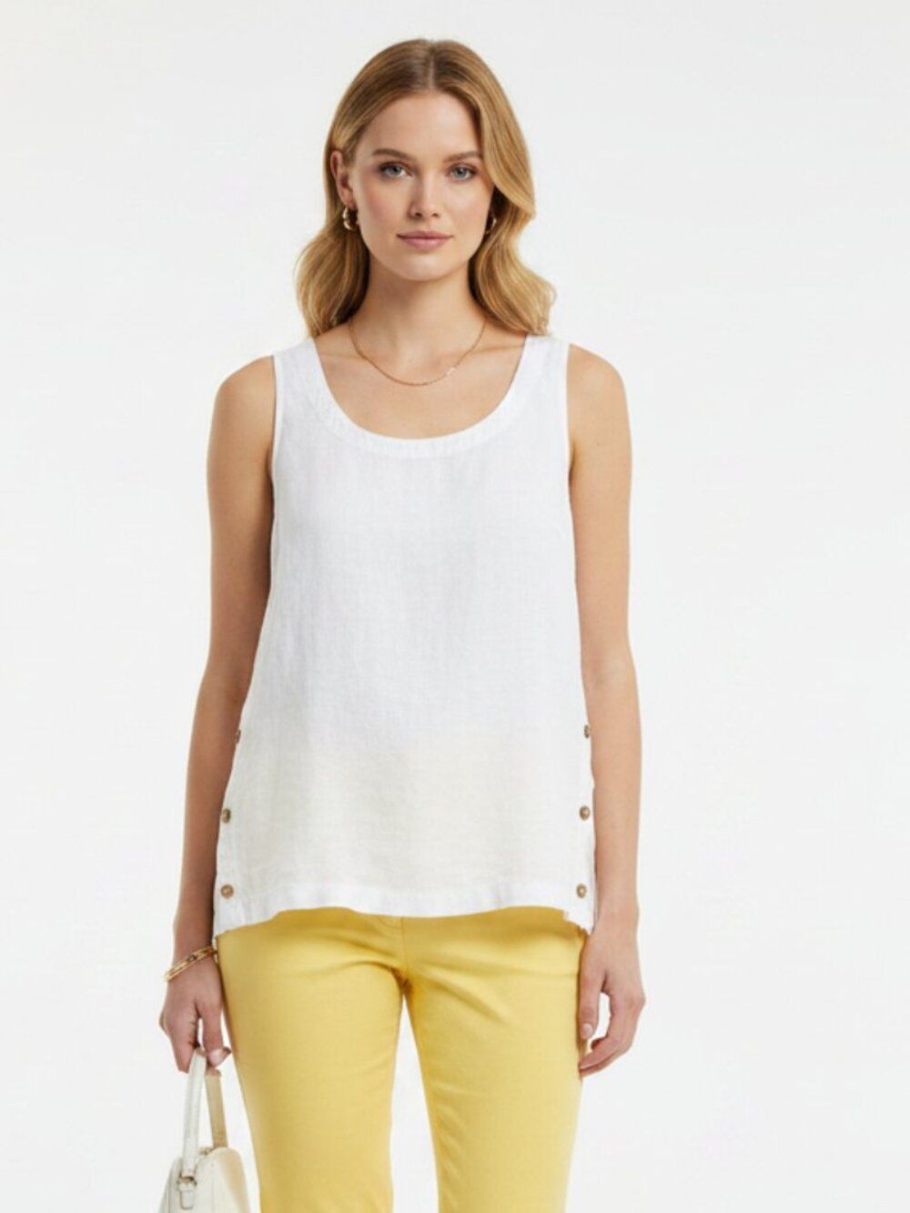 Rachel‎ Roy 100% Linen White Sleeveless Blouse Top M